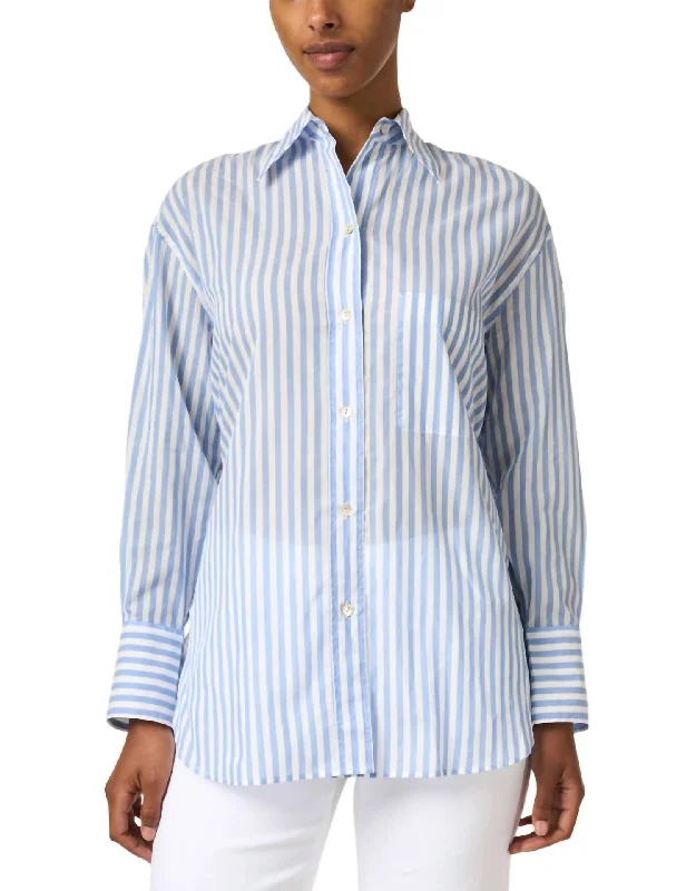 Fashion Deal Oversized Stripe Shirt In Blue Stripe