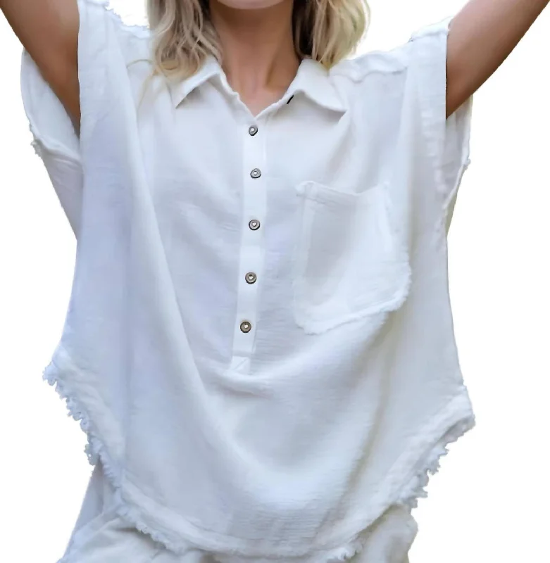 Vintage-Inspired Style Offers Cut Edge Dolman Sleeve Top In Cream