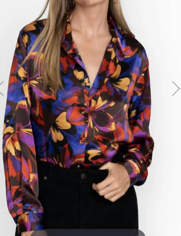 Valentine's Special Eclipse Blooms Silk Shirt In Multi