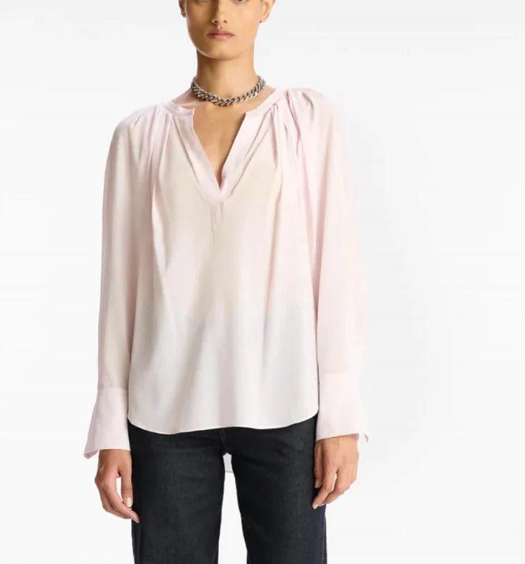 Chic Trend Collection Nomad Silk Top In Calcite