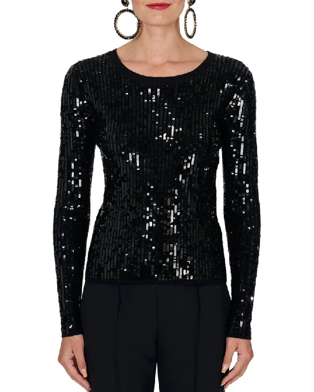 Special Offer For You Carolina Herrera Sequin Knit Wool-Blend Top