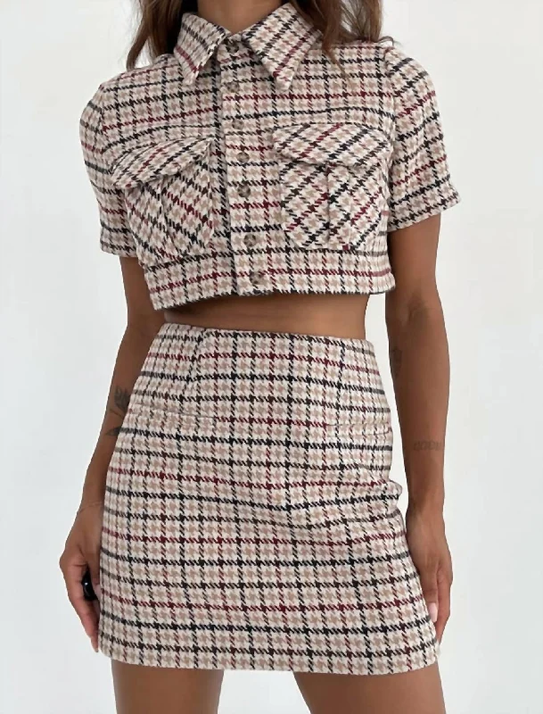 Seasonal Trends Coco Top In Newbury Plaid Tweed