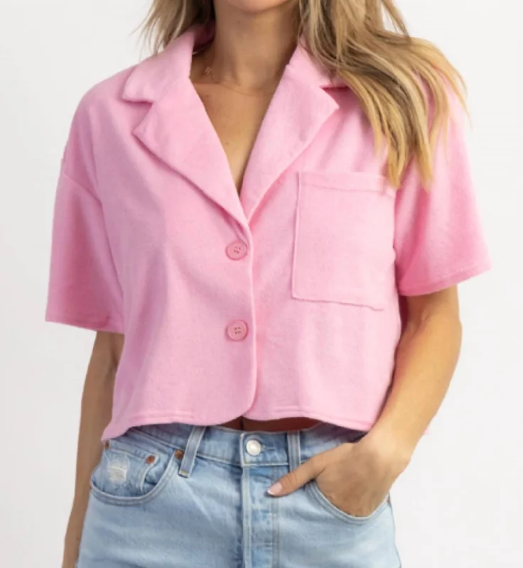 Limited Time Flash Sale Oh Pool Boy Terrycloth Top In Pink