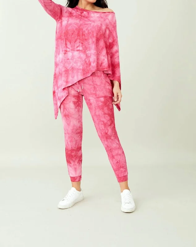 Limited Stock, Big Sale Soft Stretch Asymmetrical Tie Dye Top In Candy