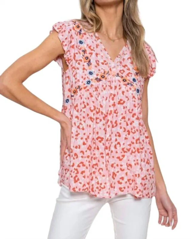 Final Sale V-Neck Top In Pink