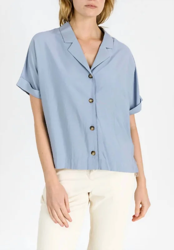 Spring Offer Bernadine Top In Dusty Blue