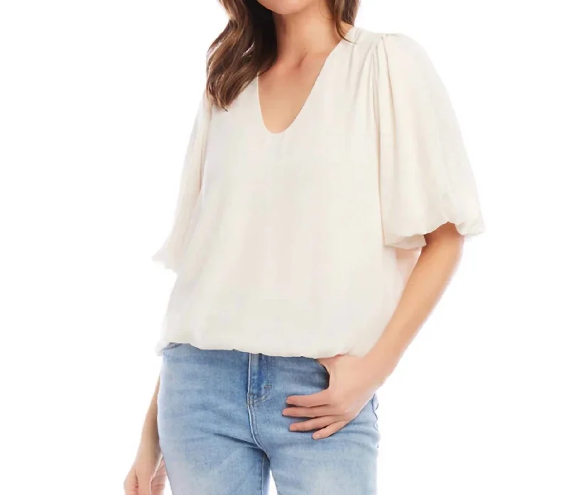 Huge Price Cut Puff Sleeve Top In Ivory