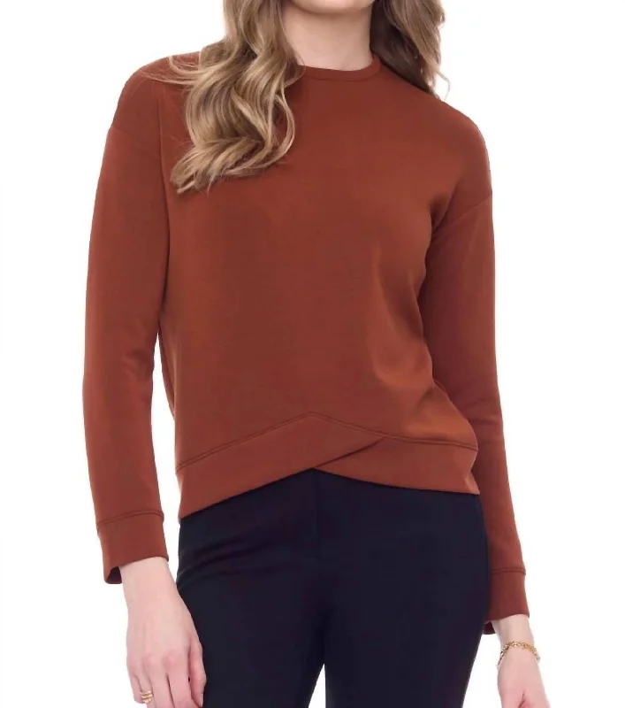 Daring Fashion Promotions Naomi Inverted ‘V’-Hem Modal Top In Paprika