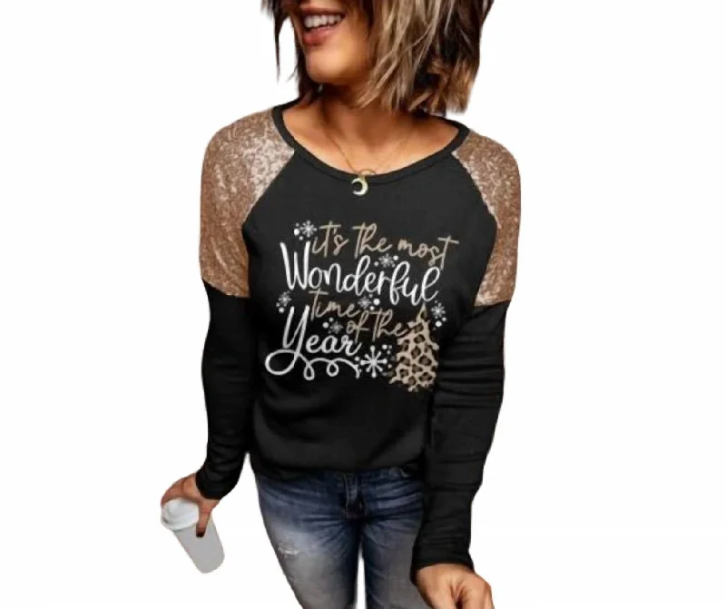 Urban Fashion It's A Wonderful Time Of The Year Top In Black