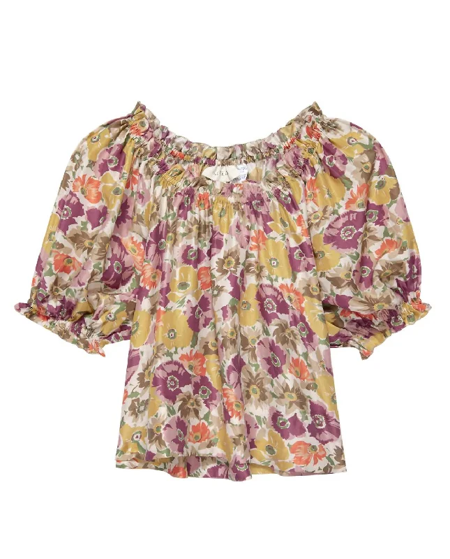 Vintage-Modern Style Offers The Garland Top In Golden Lilac Flower