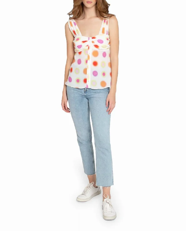 Unleash Your Style Radiant Aura Silk Top In White Aura Dot