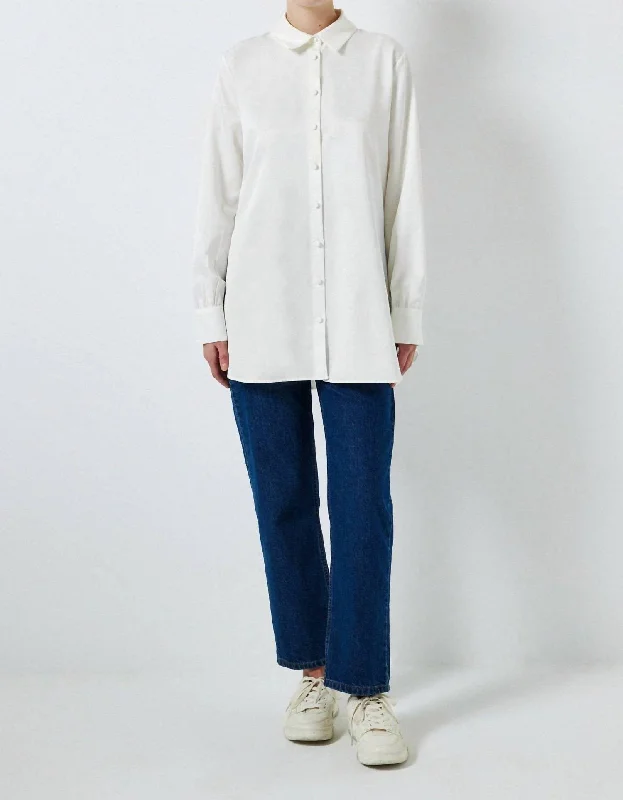 Stupidly Low Prices Shirt With Frill Hem In Ecru