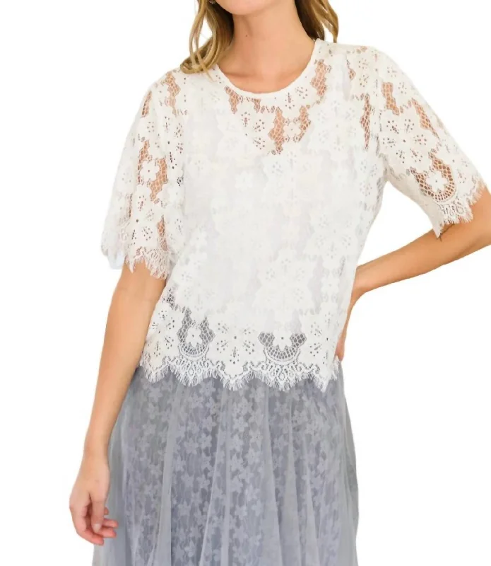 Huge Price Cut Lace Of My Heart Top In White