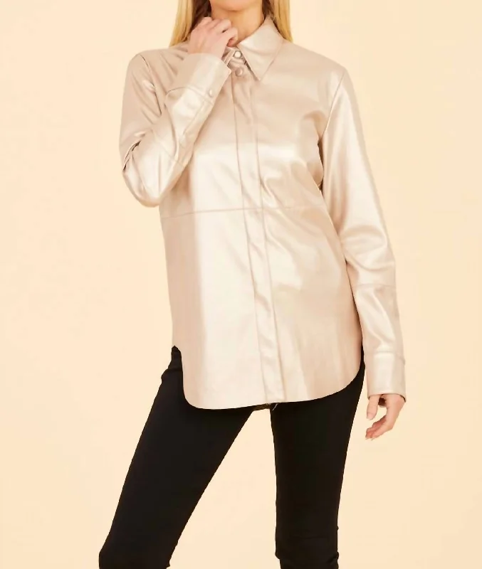 Best-Sellers Vegan Leather Shirt In Pale Gold