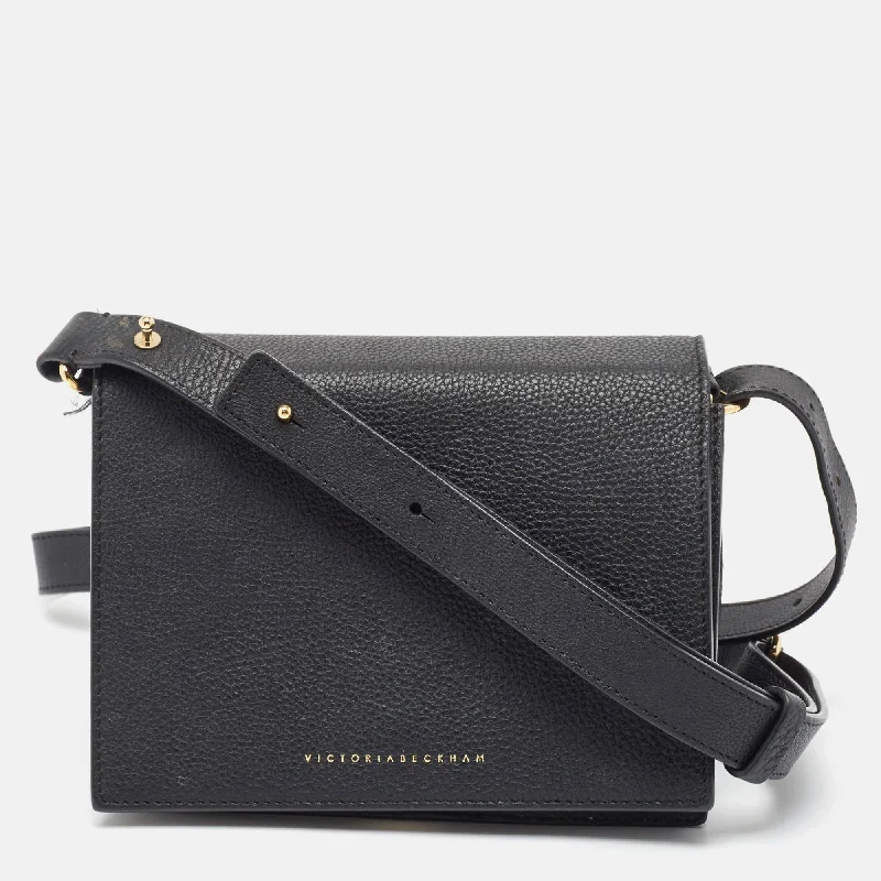 Chic And Trendy Victoria Beckham Black Leather Vanity Crossbody Bag