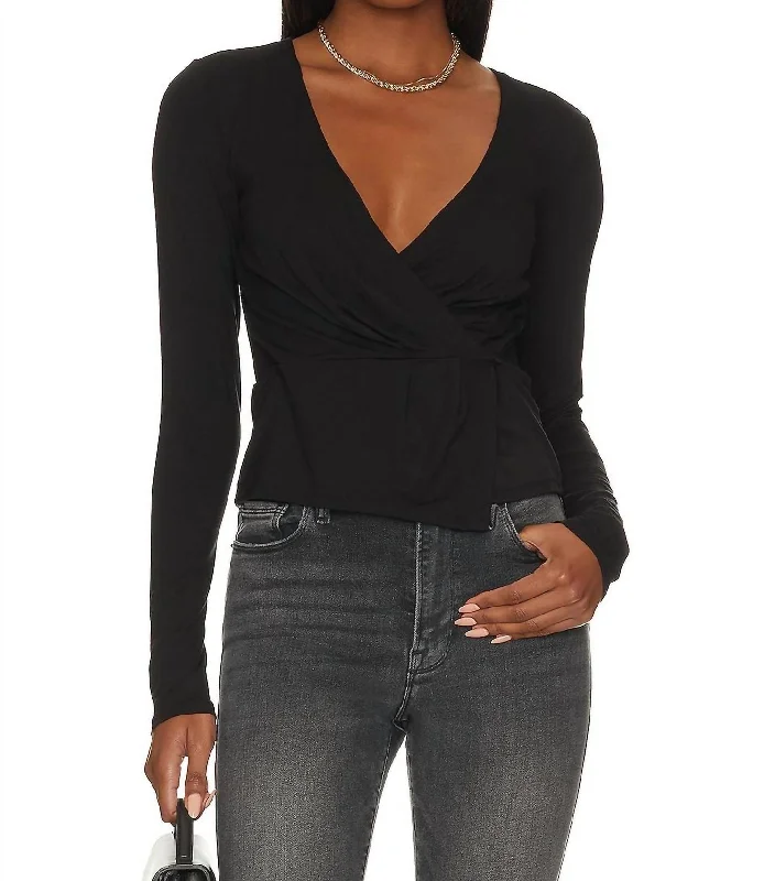 Holiday Attire Sale Good Touch Wrap Top In Black