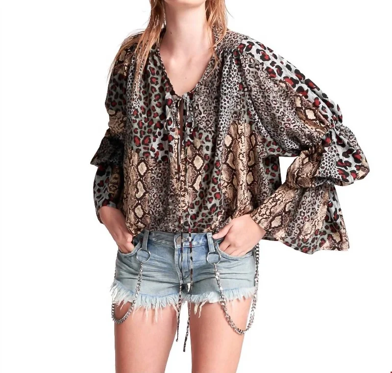 Cozy Chic Promotions Punk Python Sophisticated Savage Top In Multi