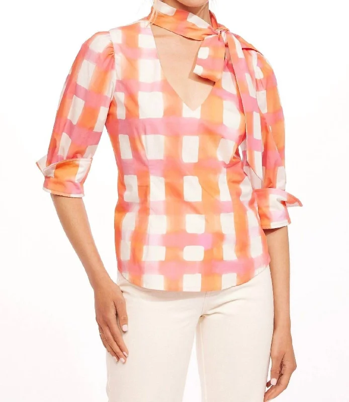 Easy Elegance Sales Natalya Top In Morning Plaid