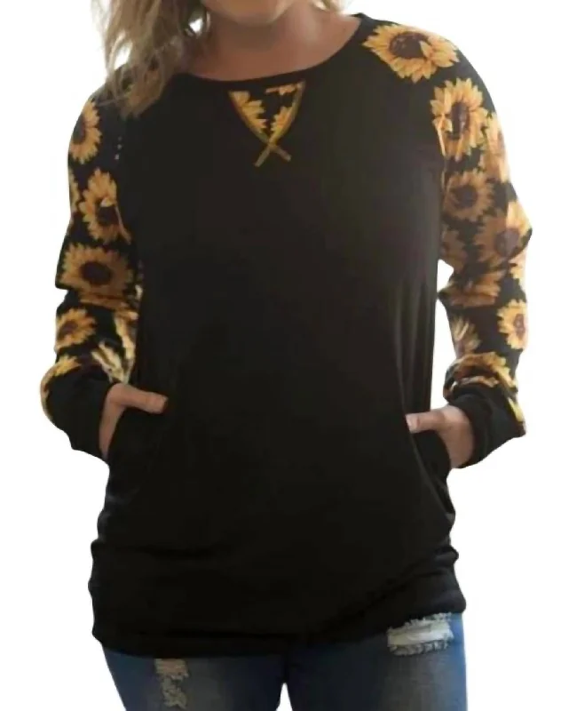 Winter Warehouse Sale Sunflower Pocket Top In Black/yellow