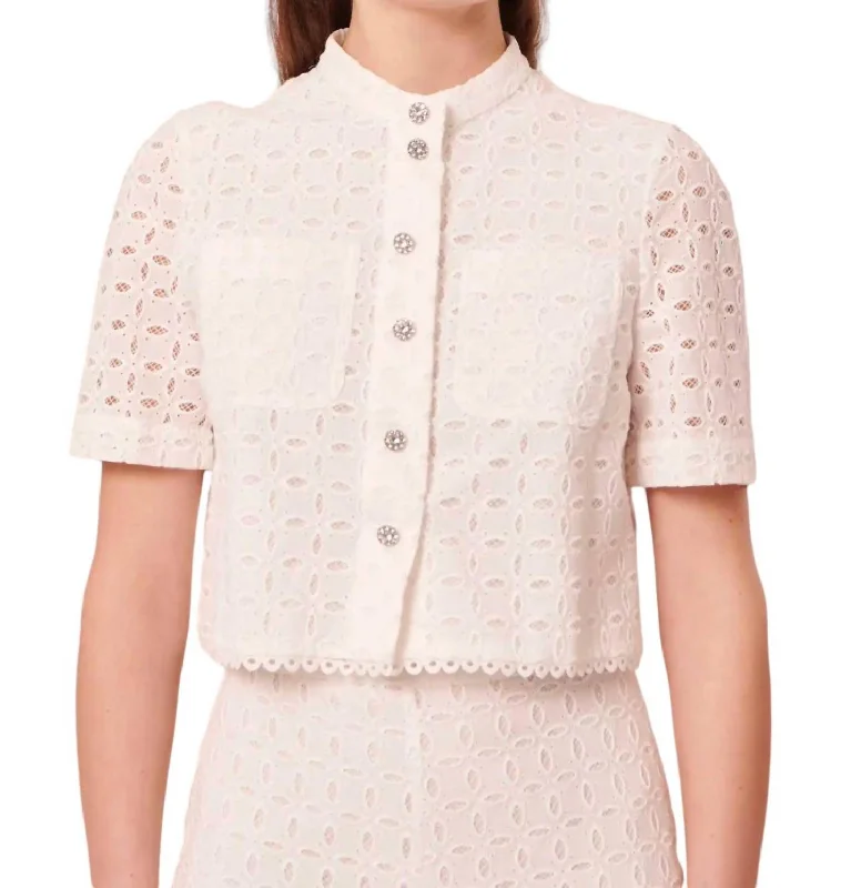 Refined Fashion Sale Cheryl Embroidered Shirt In White