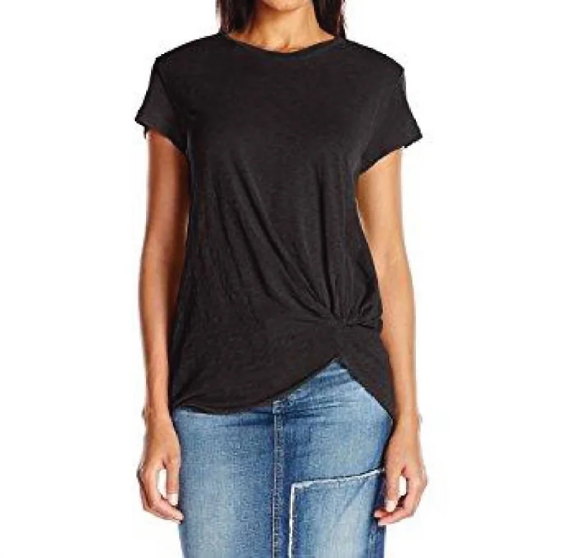 Casual Yet Chic Sales Slub S/s Crew Knot Top In Black