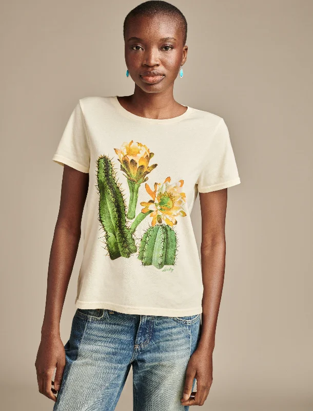 Fresh Fashion Discounts Lucky Brand Women's Watercolor Cactus Classic Crew