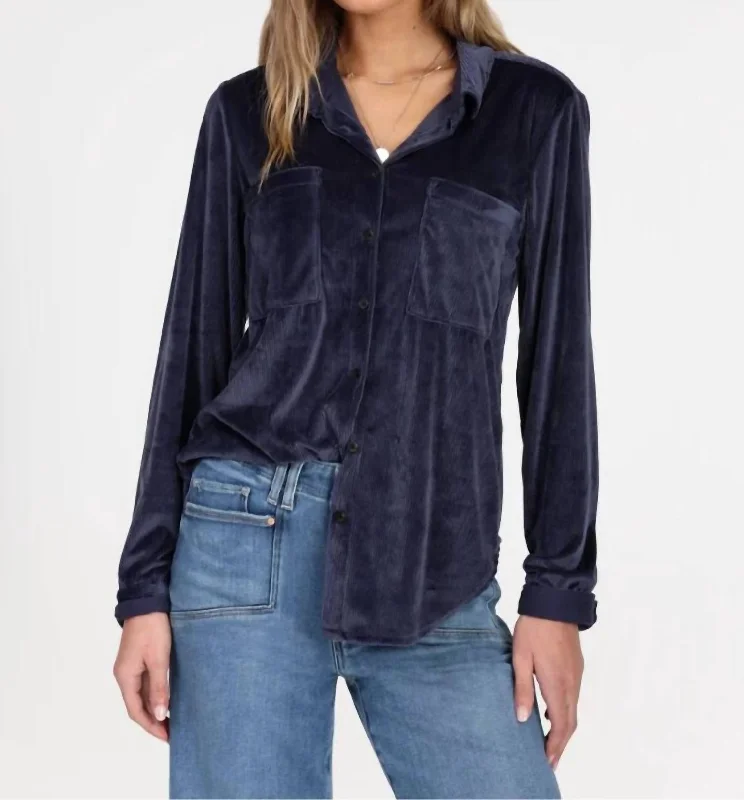 Crazy Discounts, Hurry Up Maeve Knit Corduroy Shirt In Navy