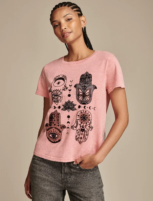 Relaxed Style Deals Lucky Brand Women's Hamsa Hands Classic Crew