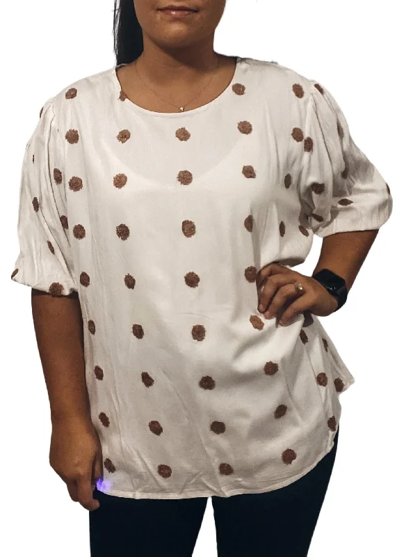 Contemporary Fashion Sale Swiss Dot Top In White