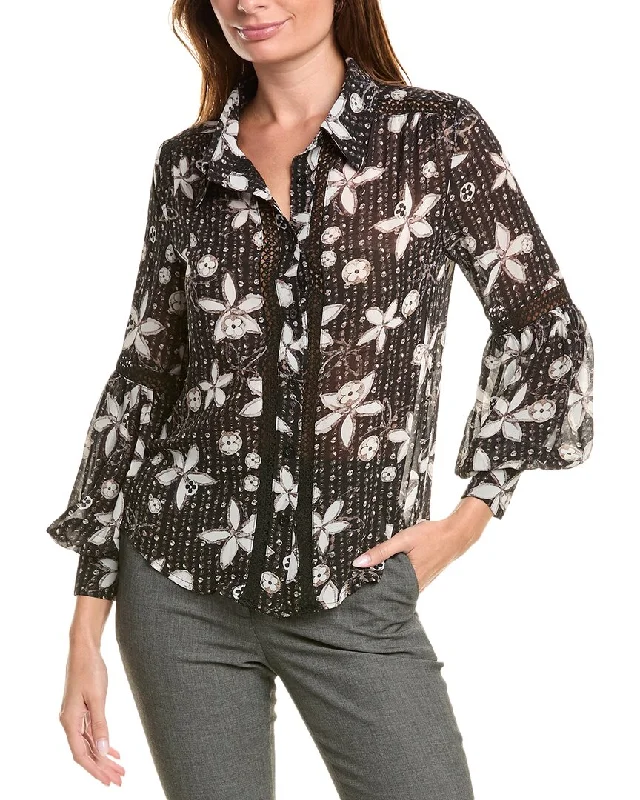 Huge Discounts This Week Gracia Floral Print Puff Sleeve Shirt