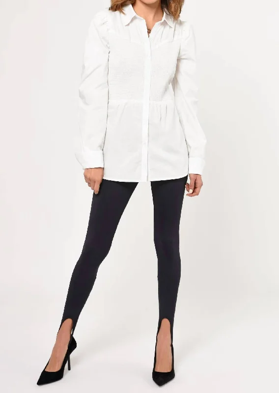 Trendy Fashion Sale Jenny Smocked Poplin Shirt In White