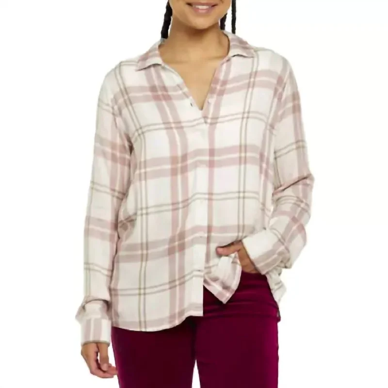 Flash Sale Starts Rumi Shirt In Washed Mauve Tan Plaid