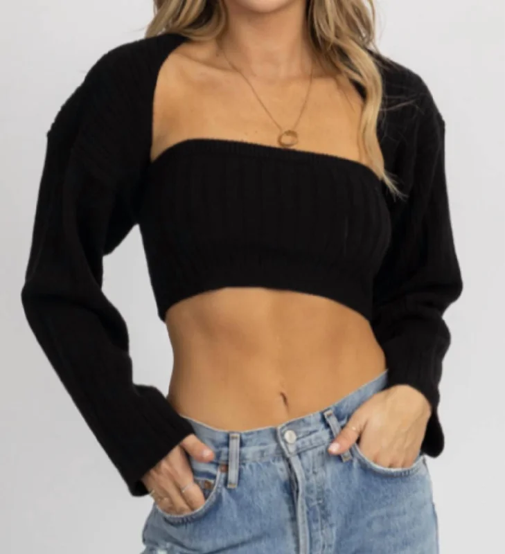 Top Deals Harris Ribbed Knit Bolero Set In Black