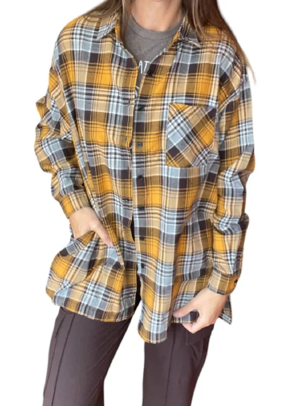 Stylish Looks Tracey Flannel Shirt In Yellow Plaid