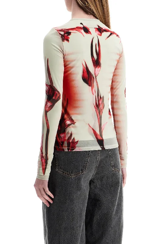 Unbeatable Deals Jean Paul Gaultier Mint Jersey Top With Floral Pattern And Double Layer