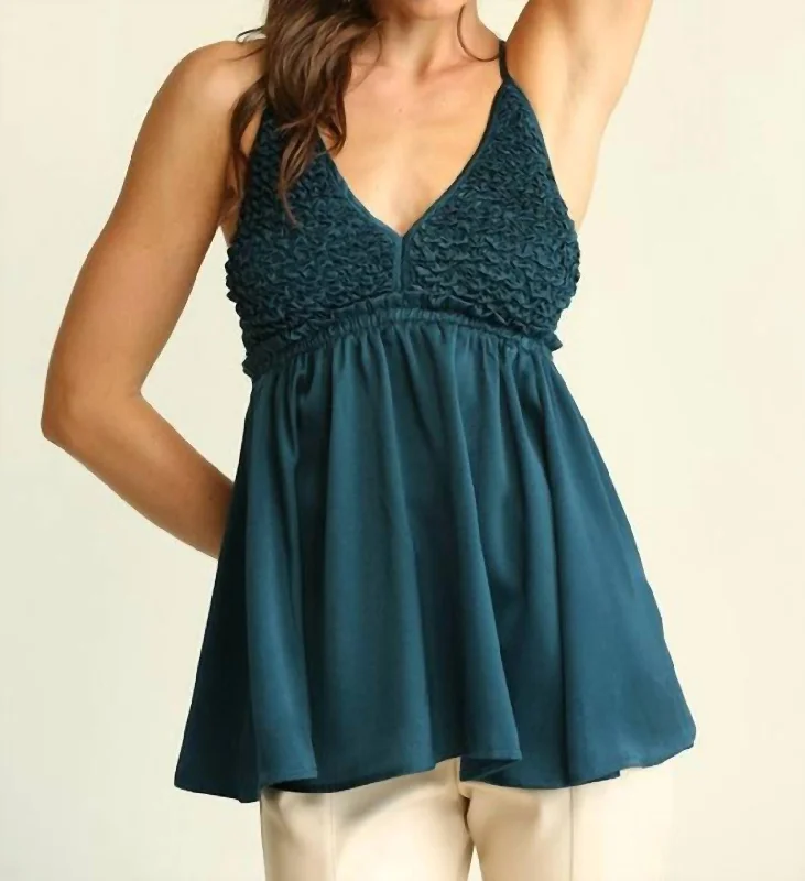 Clearance Sale, All Cheap Satin Halter Open Back Top In Teal