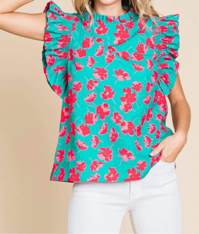 Chic Style Discounts Let It Bloom Top In Green Multi