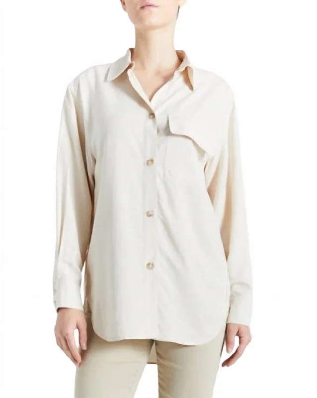 Stay Ahead In Style One Pocket Shirt In Dusty Cream