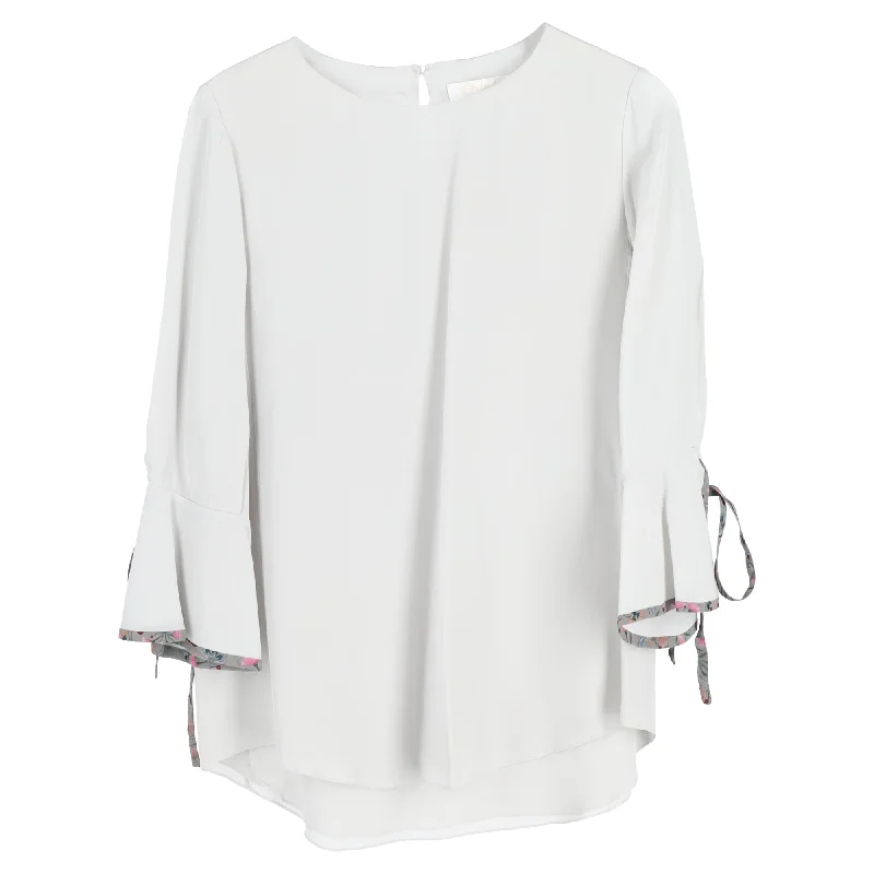 Exclusive Deals Online Chloé Ribbon Detail Long Bell Sleeve in Grey Silk