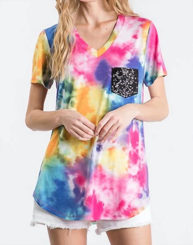 The Latest Fashion Trends Splatter Tie Dye Sequin Top In Yellow