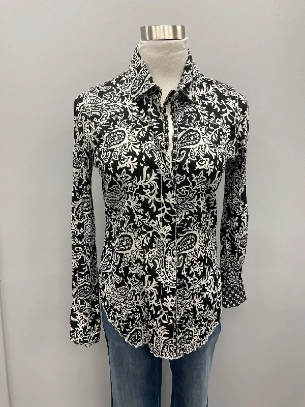 Style Without Limits Paisley Cotton Shirt In Black And White