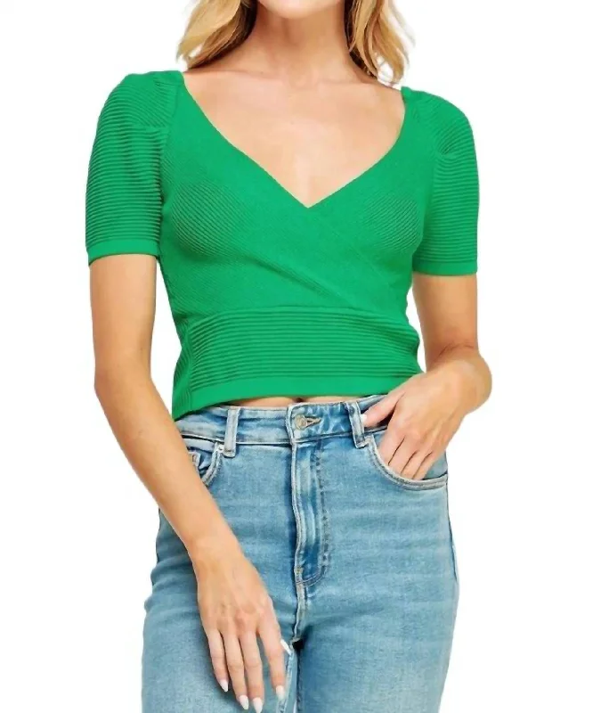 Stylish Deals Multi Wrap Top In Green