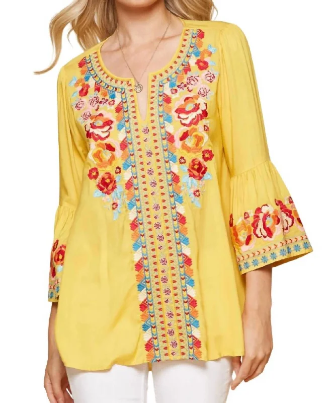 Seasonal Trends South Beach Embroidered Top - Plus In Marigold