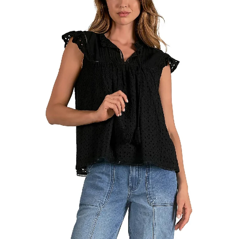 Seasonal Fashion Womens Ruffle Drawstring Peasant Top