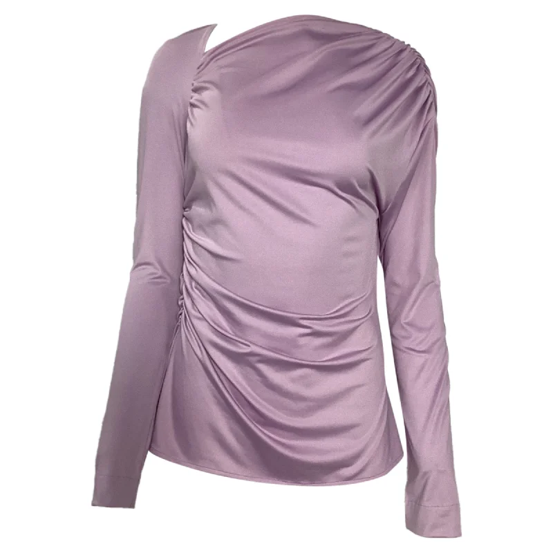 Limited Time Flash Sale Victoria Beckham Asymmetric Neck Ruched Top in Purple Polyester