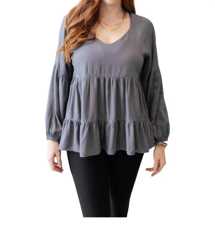 Seasonal Clearance Sassy Swing Top In Charcoal