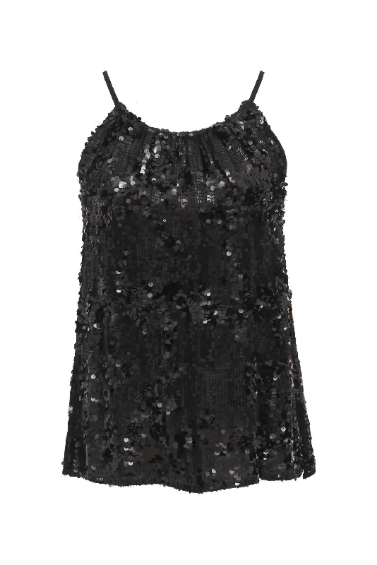 Fast Fashion Favorites Women's Lexi Sequin Halter Top In Black