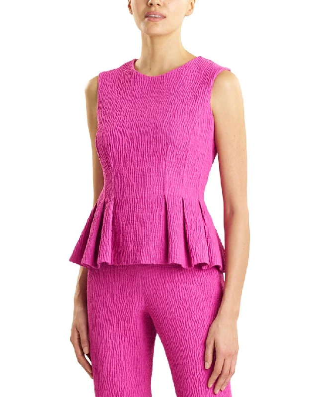 Must Haves Natori Textured Cotton Jacquard Peplum Top