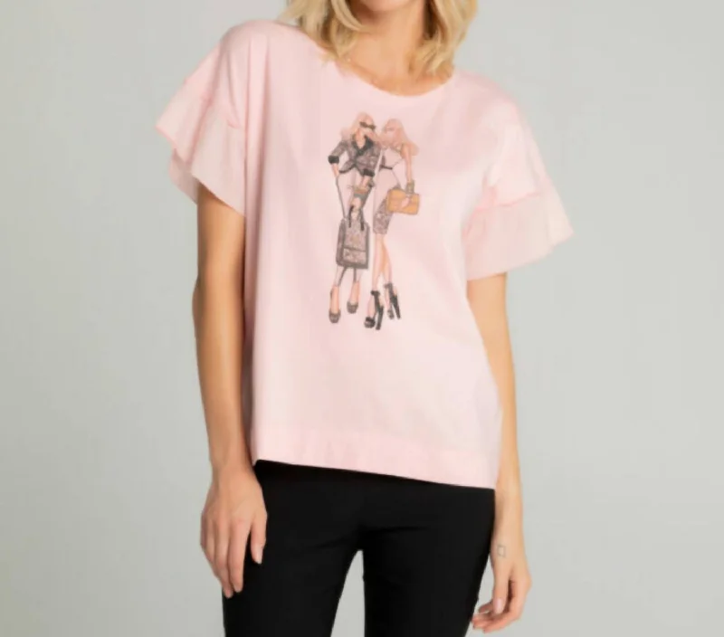 Relaxed Style Friends Ruffle Sleeve In Pink