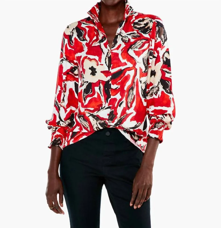 Contemporary Fashion Sale Petal Pop Top In Red Multi